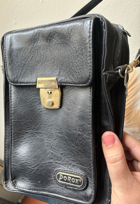 Porox Vintage Bag, Faux Leather Bag, Vintage Blac… - image 1