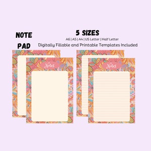 Note Pad | Digital | Fillable | Printable | Lined and Unlined Included | Multiple Sizes Included