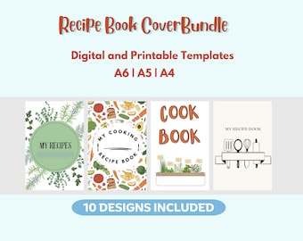 Capa para fichário de livro de receitas | 10 modelos preenchíveis (download digital)