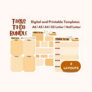 Tasks To Do Bundle | 3 Layout Options | Digital | Fillable | Printable | Lined and Unlined Included | Multiple Sizes Included