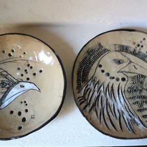 Duo of ceramic plates - OISEAUX series (Collaboration with Loren Bes)