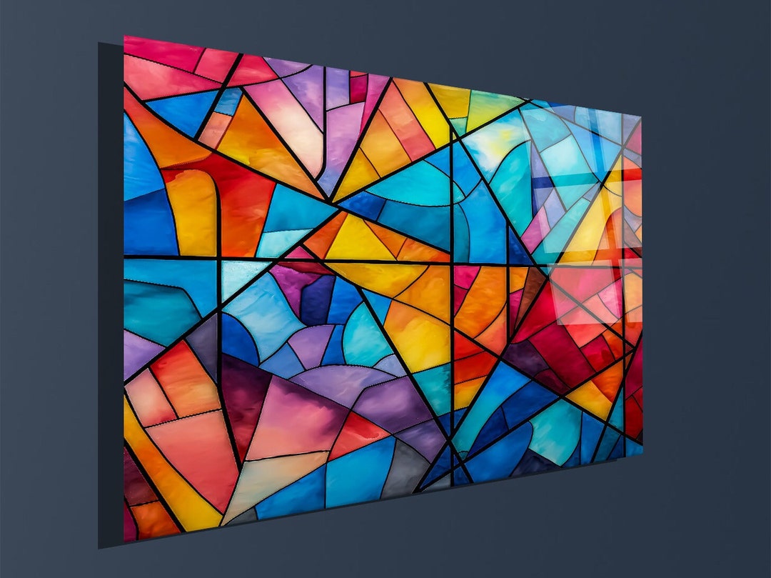 Abstract Stained Glass Wall Art, Acrylic Glass Wall Decor, 10mm High