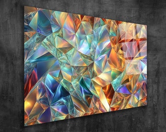 3D Colored Prism Stained Glass Wall Art, Acrylic Wall Art Panel, Ultra HD Quality, 10mm Thick Glossy Acrylic, Luxury Wall Art