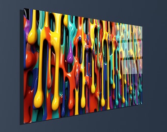 Paint Drops Graffiti Acrylic Wall Art, Acrylic Glass Wall Art, Luxury Wall Art Decor, 10mm Thick Glossy Acrylic, Art Giclée Print