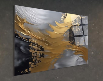 Goldene Tiefen von Gefühl und Wahrnehmung Abstrakte Kunst, Acryl-Wandtafel, 10 mm dickes glänzendes Acryl, 12-farbiger Fine Art Giclée-Druck