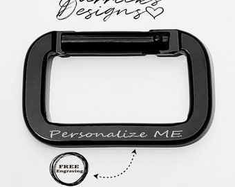 Personalized Engraved Square Shape Carabiner Black For Hiking and Camping - Carabiner Keyring