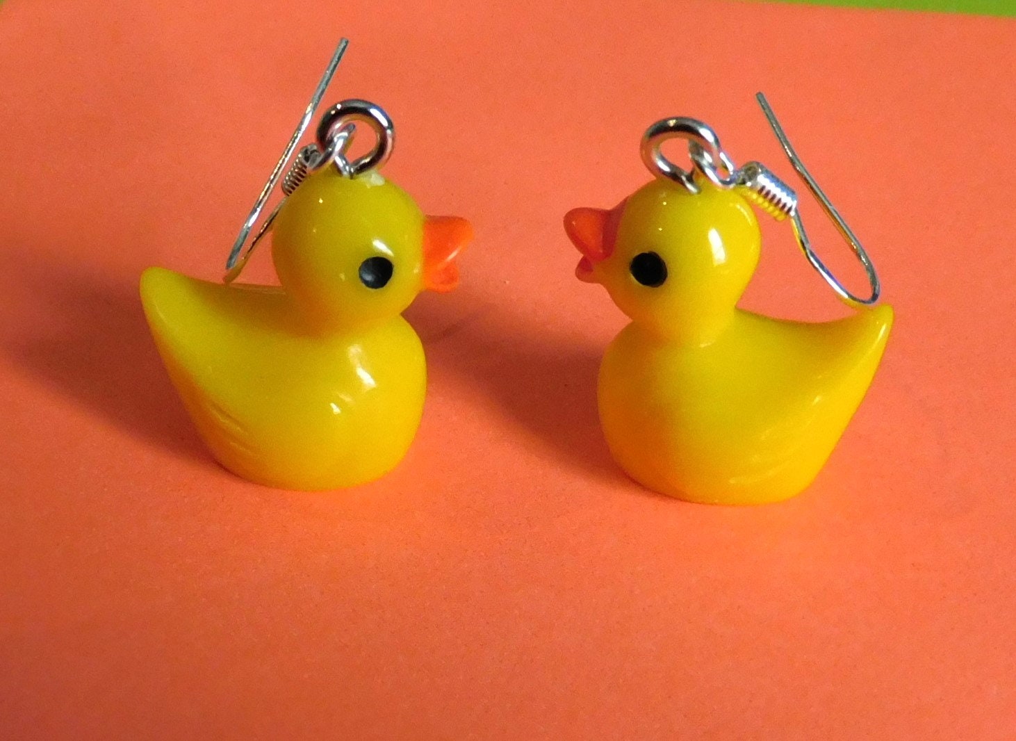 Necklace/earrings With Rubber Ducky Charm, Hypoallergenic Ear Hooks, Gift for Her, Fun Jewelry