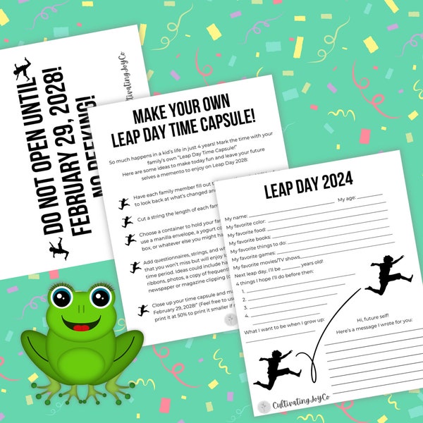 Leap Day Time Capsule Questionnaire: Digital Download Printable