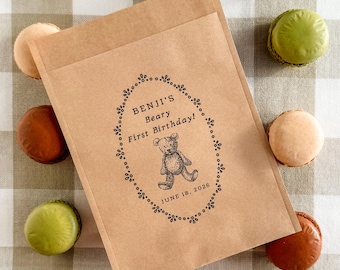 Beary First Birthday Thank You Gift Toddler Birthday Decor Bear Party Favor Bag For Babies First Birthday Treat Bag Vintage Teddy Bear Party