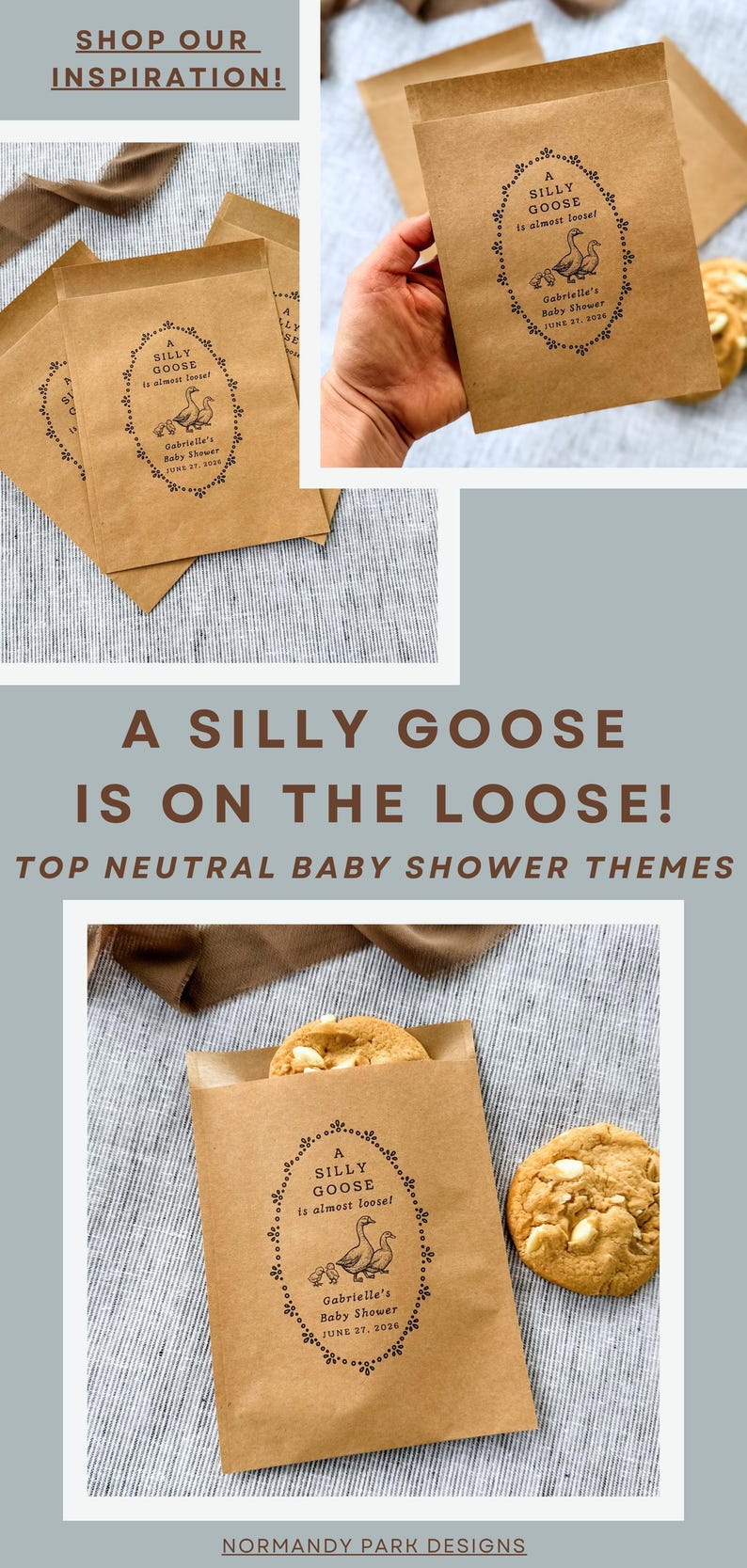Bolsa de regalo personalizada a granel para baby shower con chispas de Silly Goose Is Almost Loose, regalo para invitados, bolsa de regalo para baby shower, bolsa de regalo personalizada para baby shower de pareja imagen 14