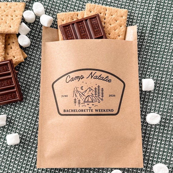 Camp Bachelorette Party Favor Bag Personalized Camp Theme Hen Party Treat Bag Camp Bride Favor Bag For Smores And Bonfires And Friends Party