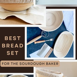 Sourdough Starter Set for Baker Housewarming Gift Home Baker Gift Idea for Her Sourdough Basket for Bread Baking Kit Newlywed Keepsake Gift image 19