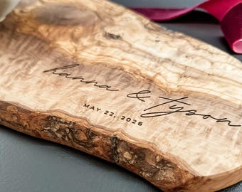 Live Edge Custom Cutting Board Retirement Gift Personalized For Mom From Daughter Gift Idea For Bridal Shower Gift For Couple Engaged Wine