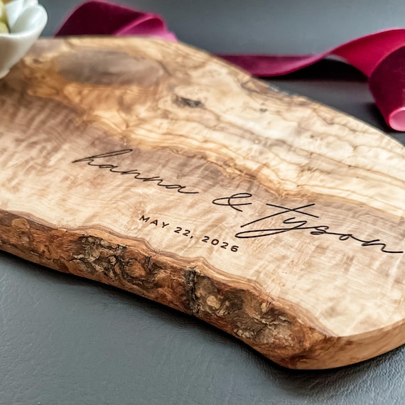 Live Edge Custom Cutting Board Retirement Gift Personalized For Mom From Daughter Gift Idea For Bridal Shower Gift For Couple Engaged Wine
