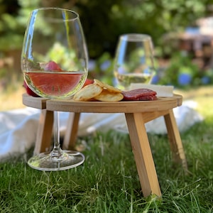 Personalized Picnic Table Foldable Small Wine and Cheese Gift For Wine Lover