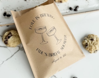 Bolsa de regalo personalizada para despedida de soltera, decoración de martini espresso, bolsa de regalo para boda, dulces, galletas, bolsa de regalo para fiesta, regalo de compromiso