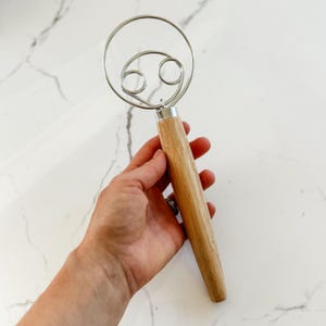 Danish Whisk for Bread Making Baking Tool for Baker Perfect Gift for Chef Kitchen Utensil Wooden Handle Metal Dough Whisk for Baking Tool Whisk Only