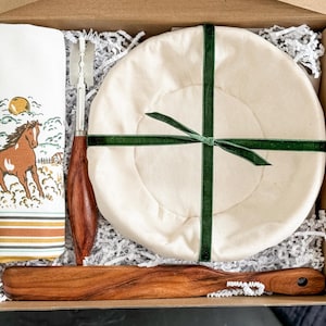 Presente de confeitaria personalizado para cozinheiro, ideia de presente para chef, presente de cozinha, tigela de massa de pão de fermentação natural para pão, presente de feriado, tábua de pão, ideias de presente de cozinha