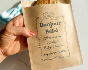French Theme Baby Shower Party Favor Personalized Treat Bags For Gender Reveal Decor For Baby Shower Custom Gift Bag For Candy Table Party