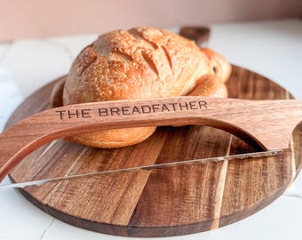 Engraved Gift for Dad Custom Gift for Men Kitchen Gift for Him Personalized Fathers Day Gift For Dads Bread Knife With Protective Shield