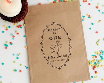 One Silly Goose Birthday Party Favor Custom Treat Bag For Toddler Bday Party Decor Kids Animal Theme First Birthday Cookie Bag Personalized