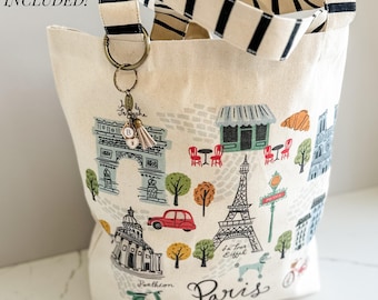 Paris Tote Bag Personalized Charm Keychain For Purse Bridesmaid Wedding Day Gift Custom Birthday Travel Bag Bachelorette Bag Charm Initial