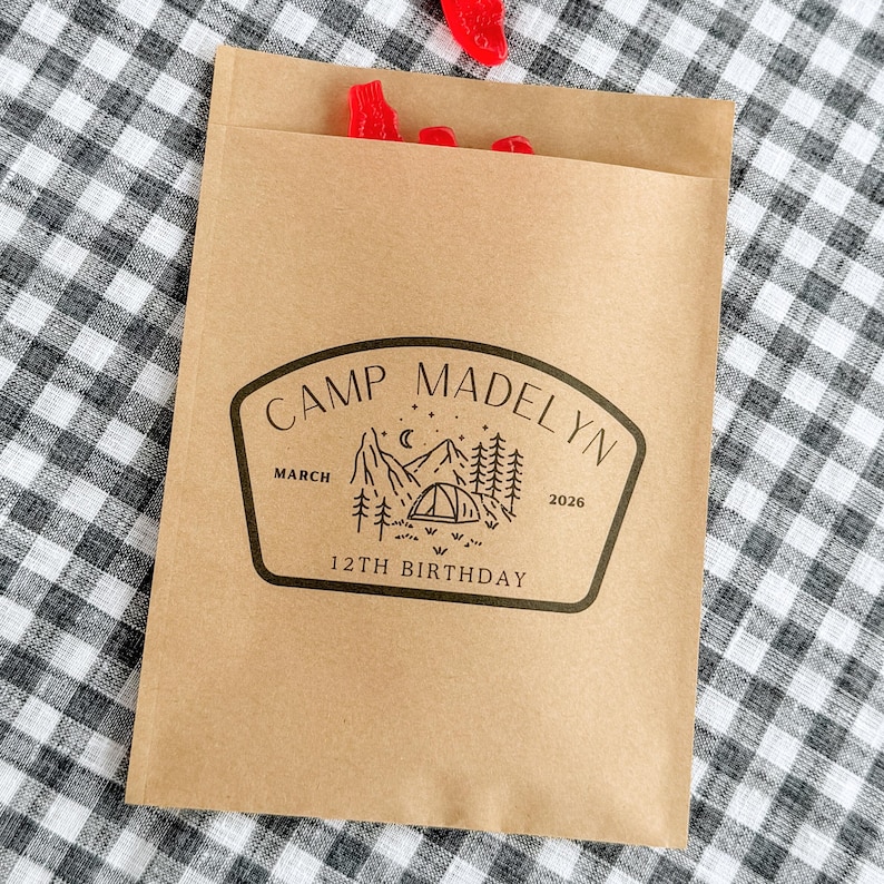 Camp Theme Birthday Party Favor Bag
