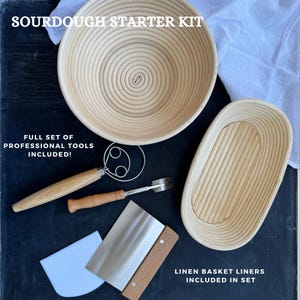 Sourdough Starter Set for Baker Housewarming Gift Home Baker Gift Idea for Her Sourdough Basket for Bread Baking Kit Newlywed Keepsake Gift