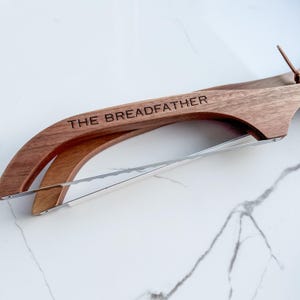 Wooden Bread Knife with Wall MountGift for DadFather's Day Kitchen GiftPersonalized Kitchen Gift for HimGift for GrandpaCustom Engraved Acacia Wood Knife DisplayLeather Hanging SystemKitchen Organization