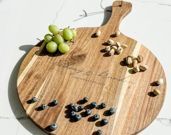 Personalized Cutting Board Custom Wedding Serving Tray Anniversary Gift Wooden Board Personalized Bridal Shower Gift Engraved Charcuterie