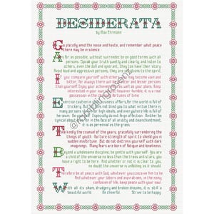 Desiderata - Counted Cross-stitch with backstitch and blackwork