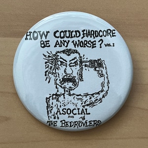 ASOCIAL BEDROVLERS Swedish hardcore punk pin badge patch anti cimex totalitar start framtid crude ss kaaos bombanfall black uniforms avskum