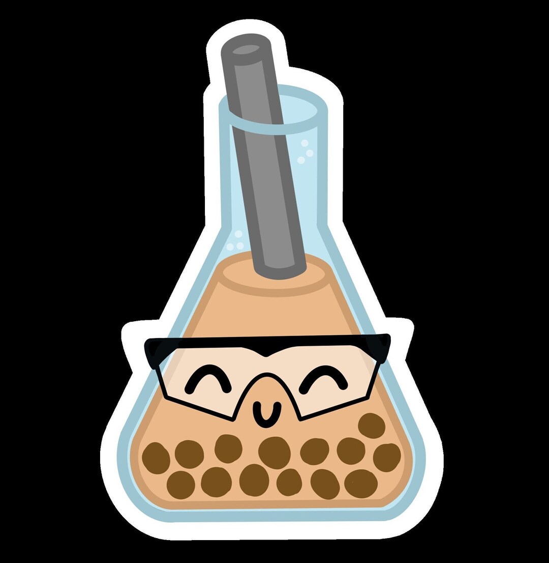 Boba Erlenmeyer Flask Chemistry Sticker - for Laptop Decal, Water ...