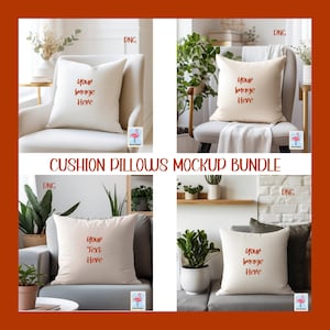 Throw Pillow Mockups Bundle, Minimalist Home Decor, Pillow Mockup Bundle, White Pillow Mockup Bundle, Square Pillow Mockup Bundle
