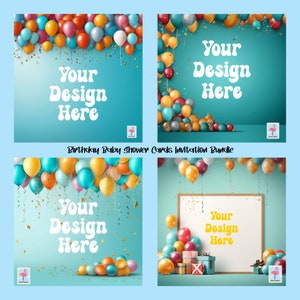 Birthday Baby Shower Cards Invitation Bundle, Custom Party Decor, Classroom Banners, Workplace Posters, Party Printables,
