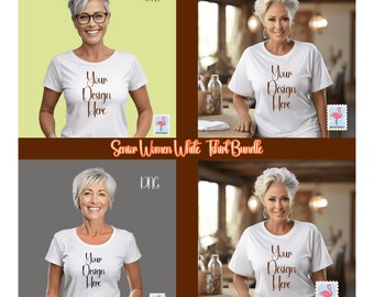 Bella Canvas 3001 Mockup | Short Sleeve Shirt | Senior Woman Mock | Elderly Lady Mockup | 55 Year Old Women | Grandma Nana
