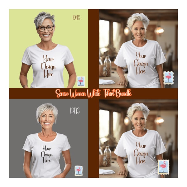 Bella Canvas 3001 Mockup | Short Sleeve Shirt | Senior Woman Mock | Elderly Lady Mockup | 55 Year Old Women | Grandma Nana