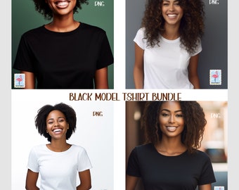 Tshirt Mockup Bundle, Black Model Mockup, African American Woman Mockup, Tshirt Mockup PNG