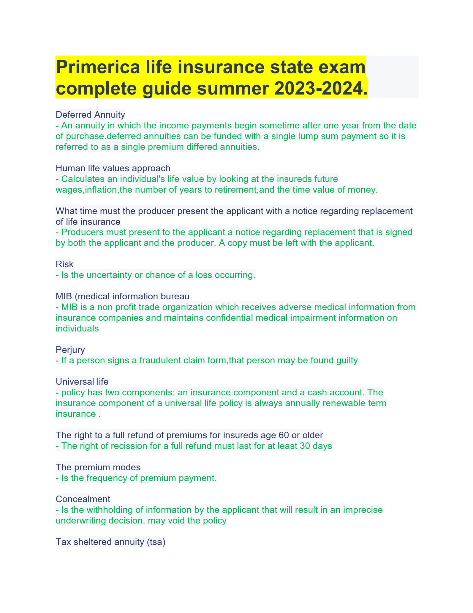 Primerica Life Insurance State Exam Complete Guide Summer 20232024 Etsy