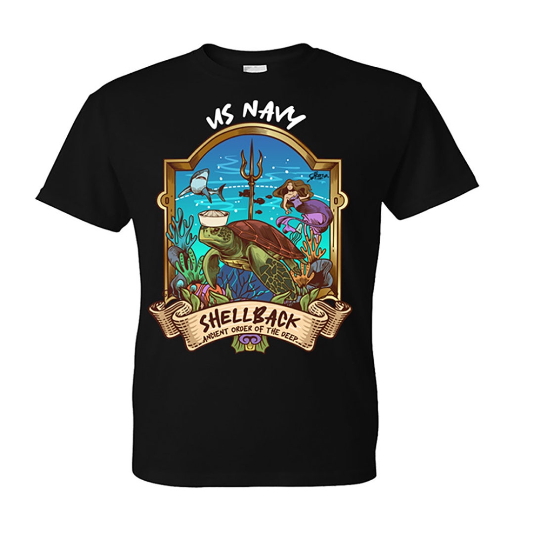 US Navy Shellback Black T-shirt - Etsy