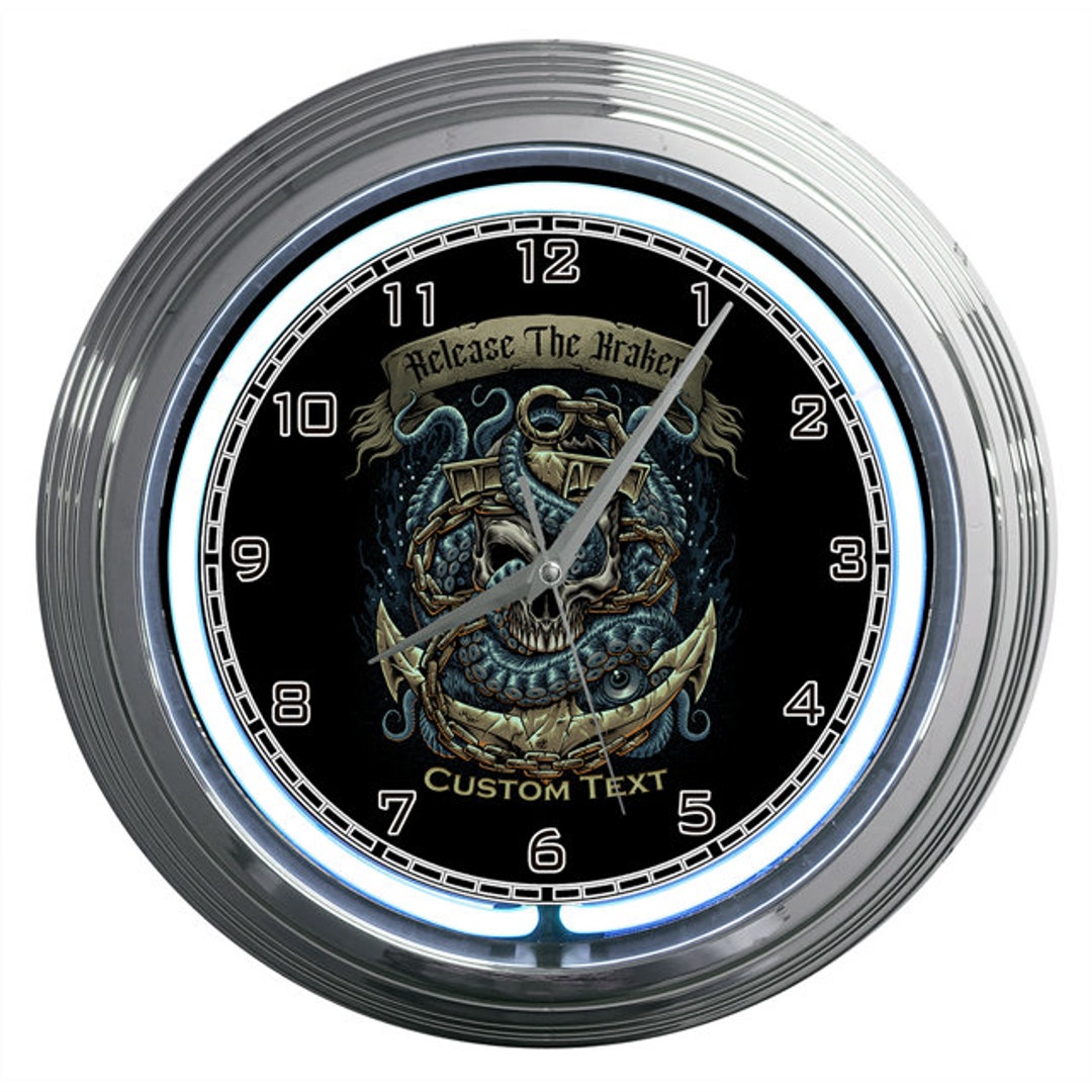 US Navy Chief Kraken Neon Clock Etsy