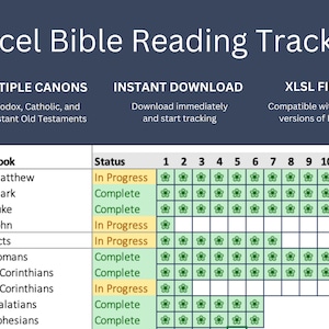 Automated Bible Tracker w/ Reading Plans | Excel Bible Reading Plan | Bible Tracker Spreadsheet | XLS Digital Download | All Bibles