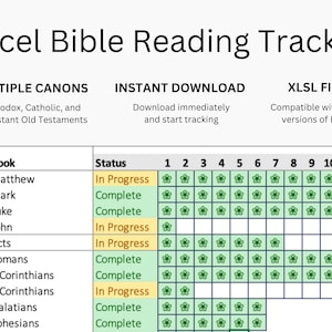 Automated Bible Tracker w/ Reading Plans | Excel Bible Reading Plan | Bible Tracker Spreadsheet | XLS Digital Download | All Bibles