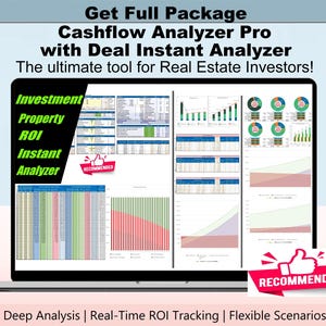 Get Full Package Cashflow Analyzer Pro with Deal Instant Analyzer. The Ultimate tool for Real Estate Investors! Rental Property Calculator.