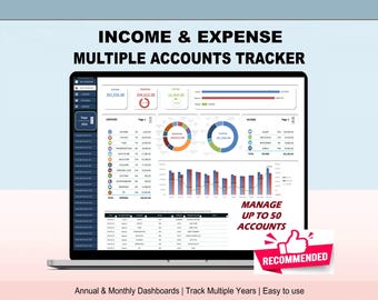 Income & Expense Tracker: Multiple Accounts Excel Spreadsheet