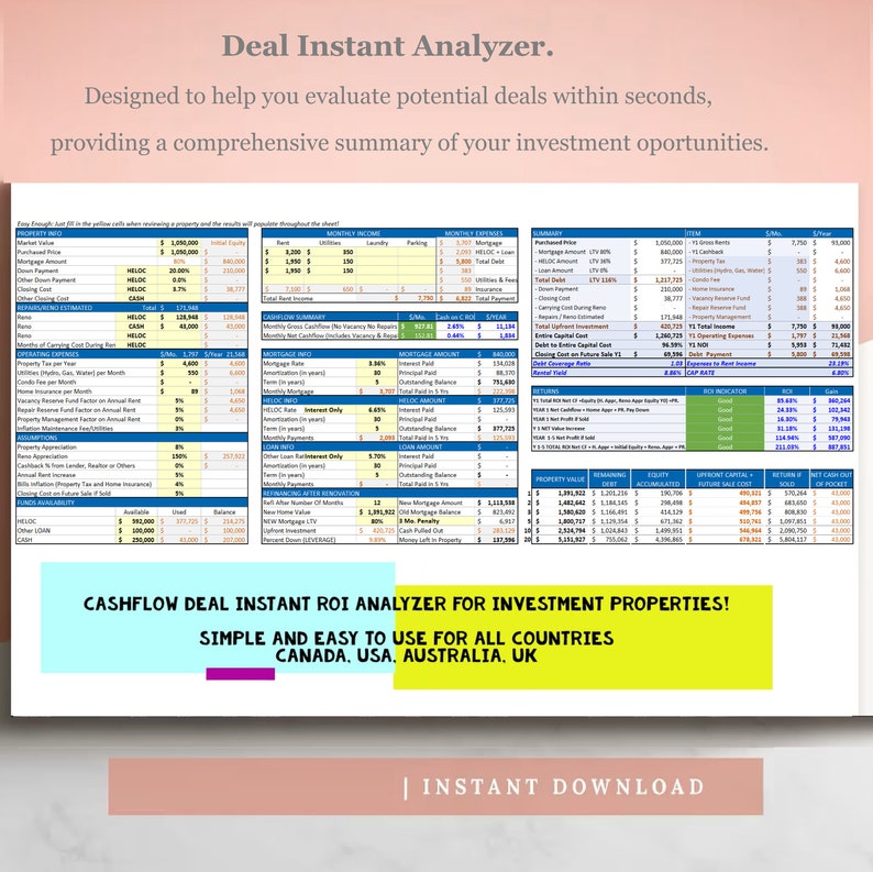 Get Full Package Real Estate Investments Cash flow Analyzer Pro Deal Instant Analyzer Rental Property Real Estate Investment Calculator. image 4