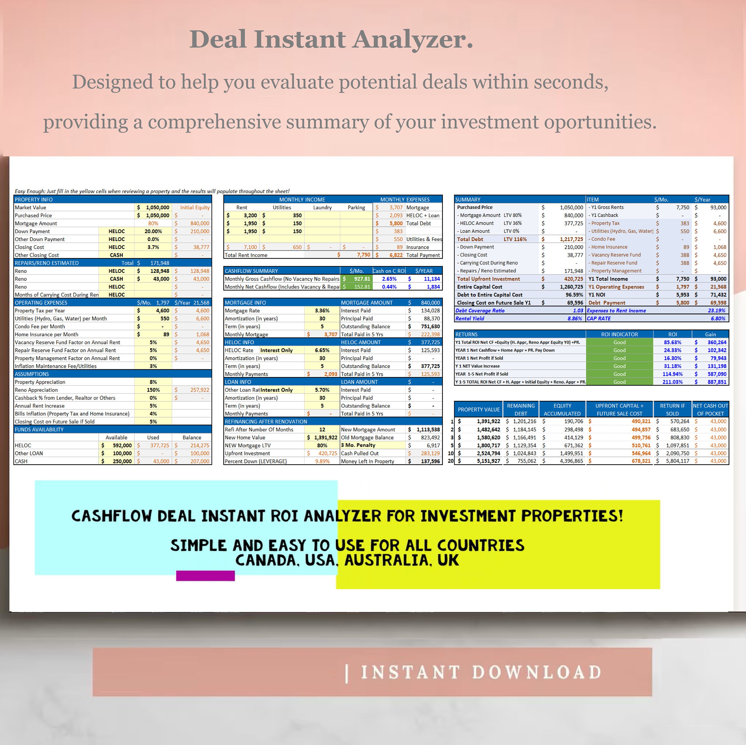 Get Full Package Real Estate Investments Cash Flow Analyzer Pro Deal