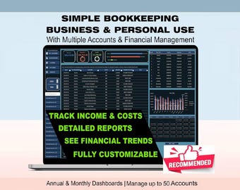 Simple Bookkeeping Tracker: Customizable Excel Template
