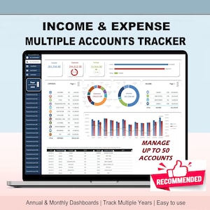 Income & Expense Tracker: Excel Tabelle mit mehreren Konten