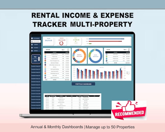 Rental Income & Expense Tracker: Multi Property Template Excel Spreadsheet Rental Bookkeeping Real Estate Management
